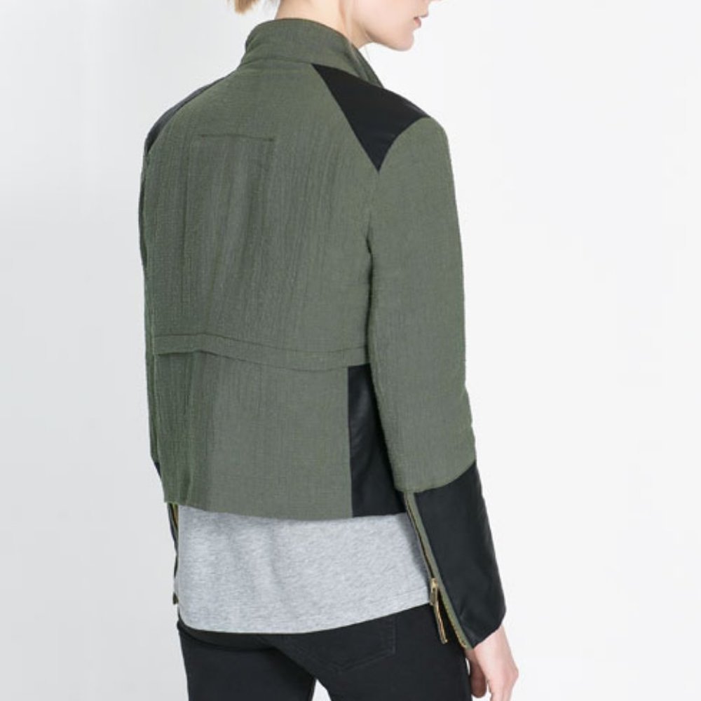 🎉HP🎉ZARA QUILTED CROSSOVER JACKET Military Parka - Picture 4 of 10
